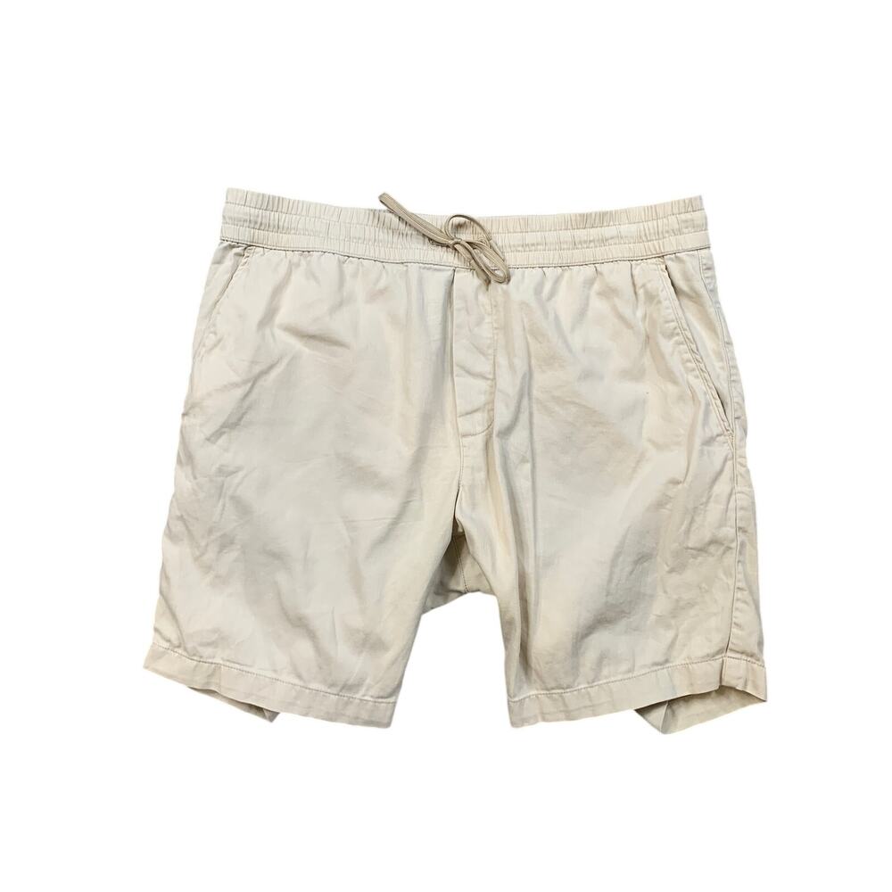 UNTUCKit Shorts Men L Large Tan Whitley Elastic Drawstring Waistband Linen Blend